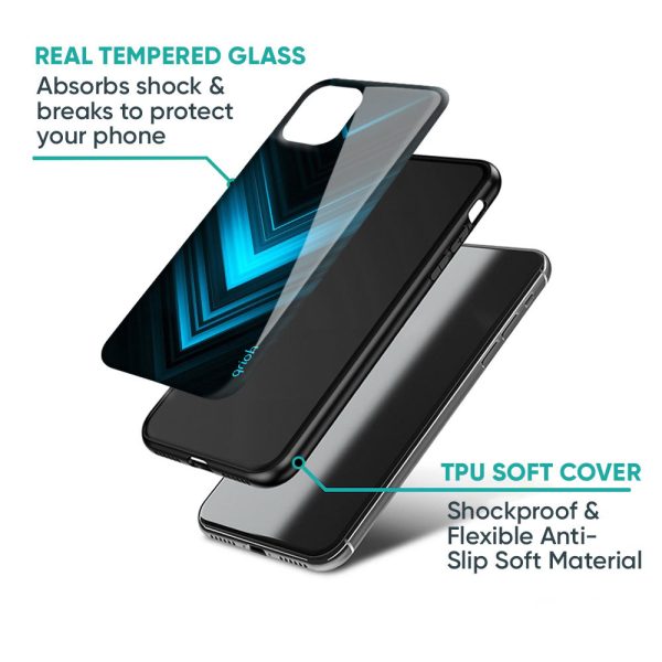 Vertical Blue Arrow Glass Case For Oppo Reno7 5G Fashion