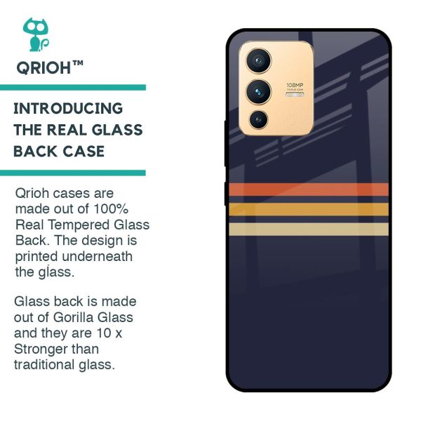 Tricolor Stripes Glass Case For Vivo V23 5G Online now