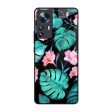 Tropical Leaves & Pink Flowers Glass Case for Mi 12 Pro 5G Online Sale