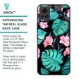 Tropical Leaves & Pink Flowers Glass Case for Vivo Y73 Online Sale