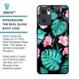 Tropical Leaves & Pink Flowers Glass Case for Oppo Reno7 5G Fashion