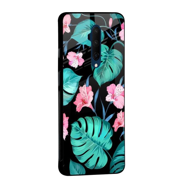 Tropical Leaves & Pink Flowers Glass case for OnePlus Nord N20 5G Online Hot Sale