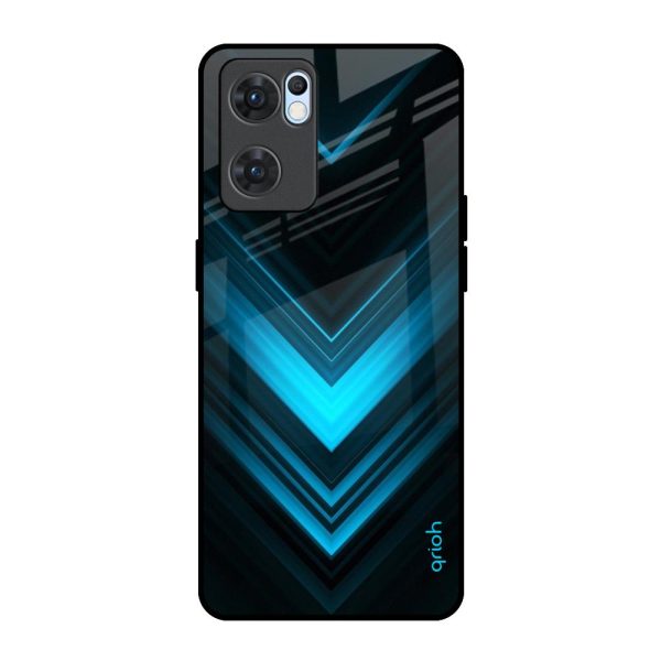 Vertical Blue Arrow Glass Case For Oppo Reno7 5G Fashion