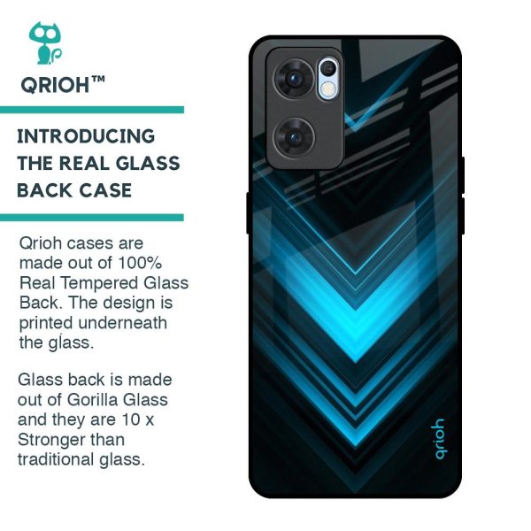 Vertical Blue Arrow Glass Case For Oppo Reno7 5G Fashion