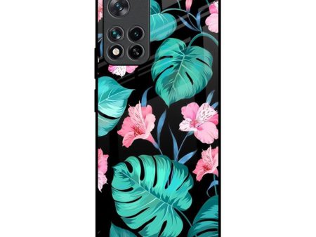 Tropical Leaves & Pink Flowers Glass Case for Mi 11i Online now