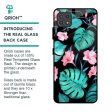 Tropical Leaves & Pink Flowers Glass Case for Samsung Galaxy F42 5G Online Sale