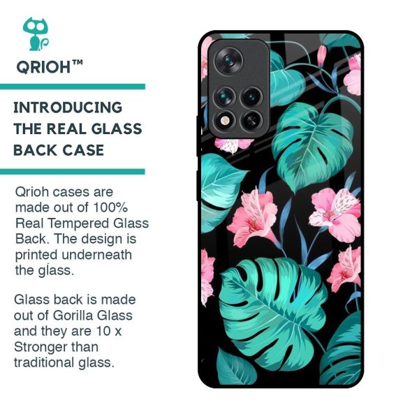 Tropical Leaves & Pink Flowers Glass Case for Mi 11i Online now