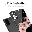 Floral Black Band Glass Case For Oppo Reno7 5G For Discount