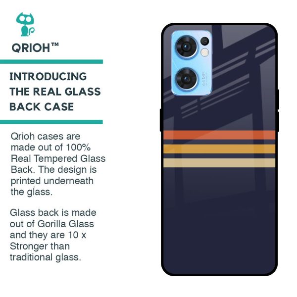 Tricolor Stripes Glass Case For Oppo Reno7 5G Hot on Sale