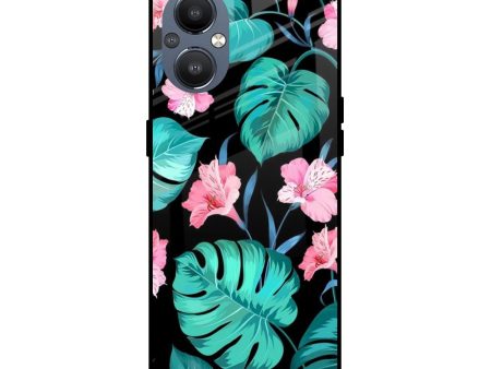 Tropical Leaves & Pink Flowers Glass case for OnePlus Nord N20 5G Online Hot Sale