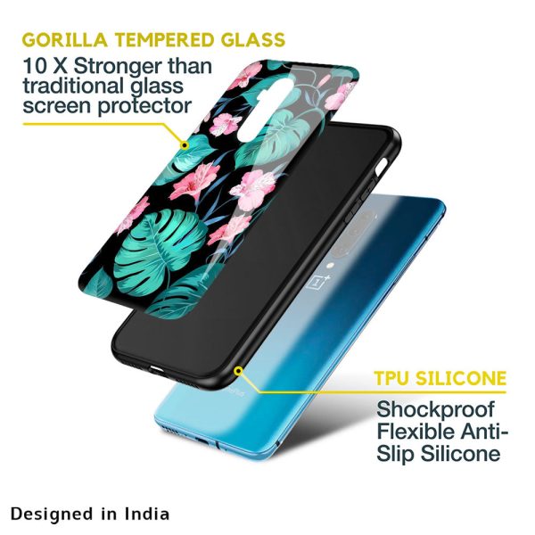 Tropical Leaves & Pink Flowers Glass case for OnePlus Nord N20 5G Online Hot Sale