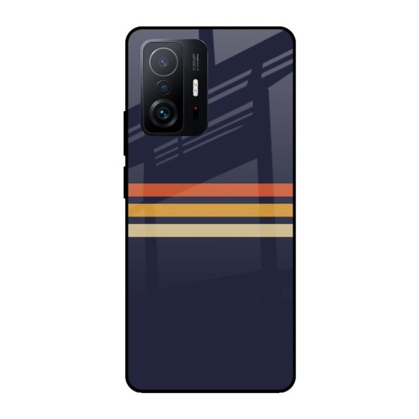 Tricolor Stripes Glass Case For Mi 11T Pro 5G on Sale