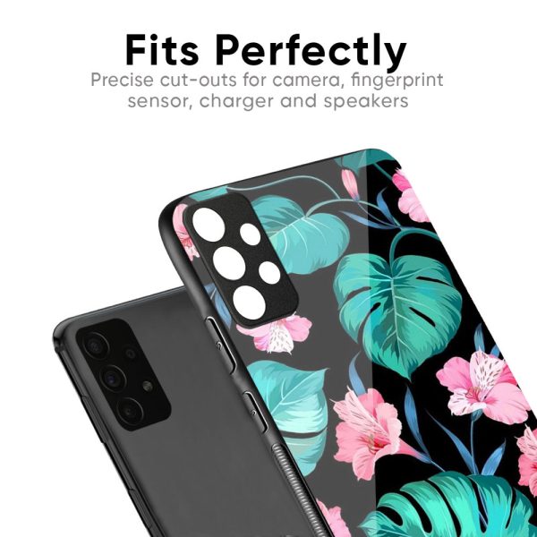 Tropical Leaves & Pink Flowers Glass Case for Redmi Note 11T 5G on Sale