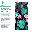 Tropical Leaves & Pink Flowers Glass Case for Oppo F19 Pro Plus on Sale