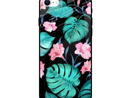 Tropical Leaves & Pink Flowers Glass case for iPhone SE 2022 Online