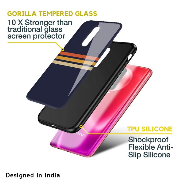 Tricolor Stripes Glass Case For Poco M3 Pro For Sale