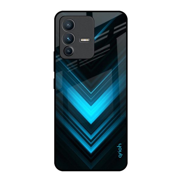 Vertical Blue Arrow Glass Case For Vivo V23 5G Online