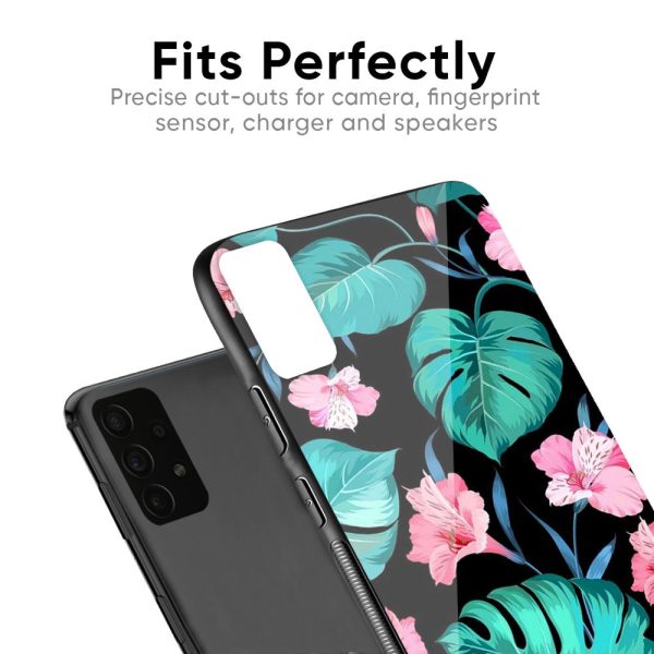 Tropical Leaves & Pink Flowers Glass case for Samsung Galaxy M40 For Cheap