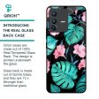 Tropical Leaves & Pink Flowers Glass Case for Vivo V23 5G For Discount