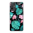 Tropical Leaves & Pink Flowers Glass Case for Oppo F19 Pro Plus on Sale