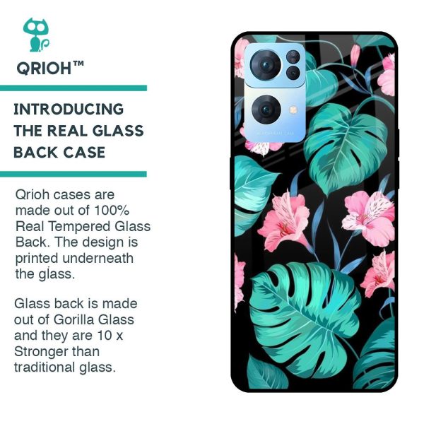 Tropical Leaves & Pink Flowers Glass case for Oppo Reno7 Pro 5G Online Hot Sale