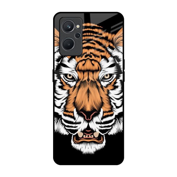 Angry Tiger Glass Case For Realme 9i on Sale