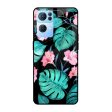 Tropical Leaves & Pink Flowers Glass case for Oppo Reno7 Pro 5G Online Hot Sale