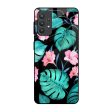 Tropical Leaves & Pink Flowers Glass Case for Samsung Galaxy M32 5G Sale