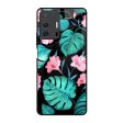 Tropical Leaves & Pink Flowers Glass Case for Mi 11T Pro 5G Online Sale