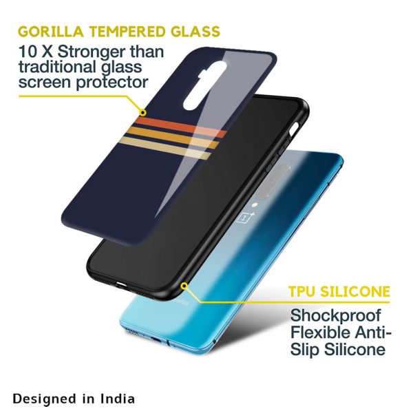 Tricolor Stripes Glass Case For OnePlus Nord CE 2 5G Fashion