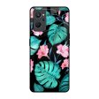 Tropical Leaves & Pink Flowers Glass Case for Realme 9i For Sale