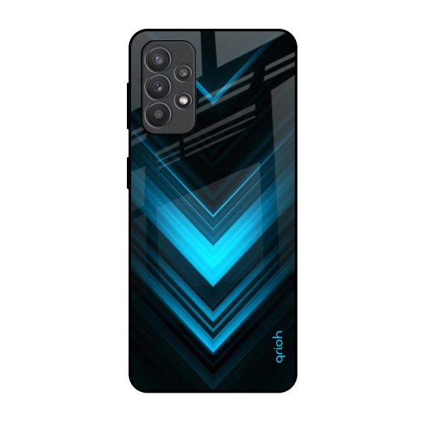 Vertical Blue Arrow Glass Case For Samsung Galaxy M32 5G Fashion