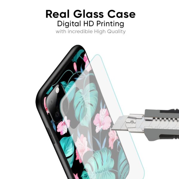 Tropical Leaves & Pink Flowers Glass case for iPhone SE 2022 Online