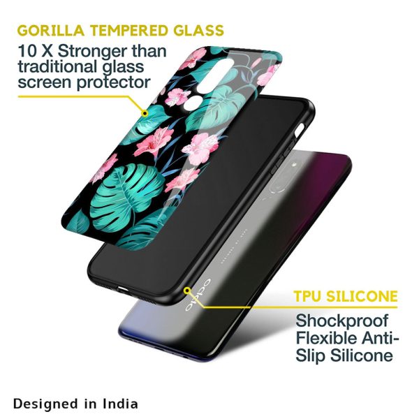 Tropical Leaves & Pink Flowers Glass case for Oppo Reno7 Pro 5G Online Hot Sale