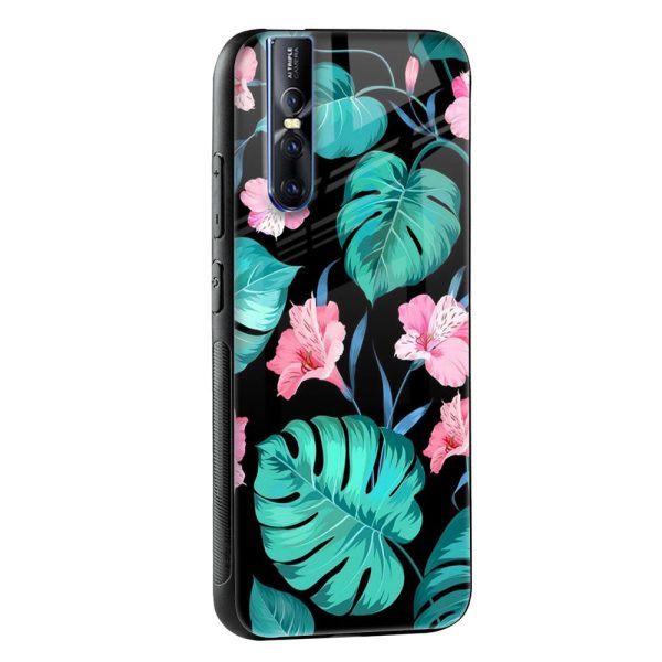 Tropical Leaves & Pink Flowers Glass case for Vivo V23 Pro 5G Cheap