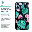 Tropical Leaves & Pink Flowers Glass case for iPhone 13 Pro Max Hot on Sale